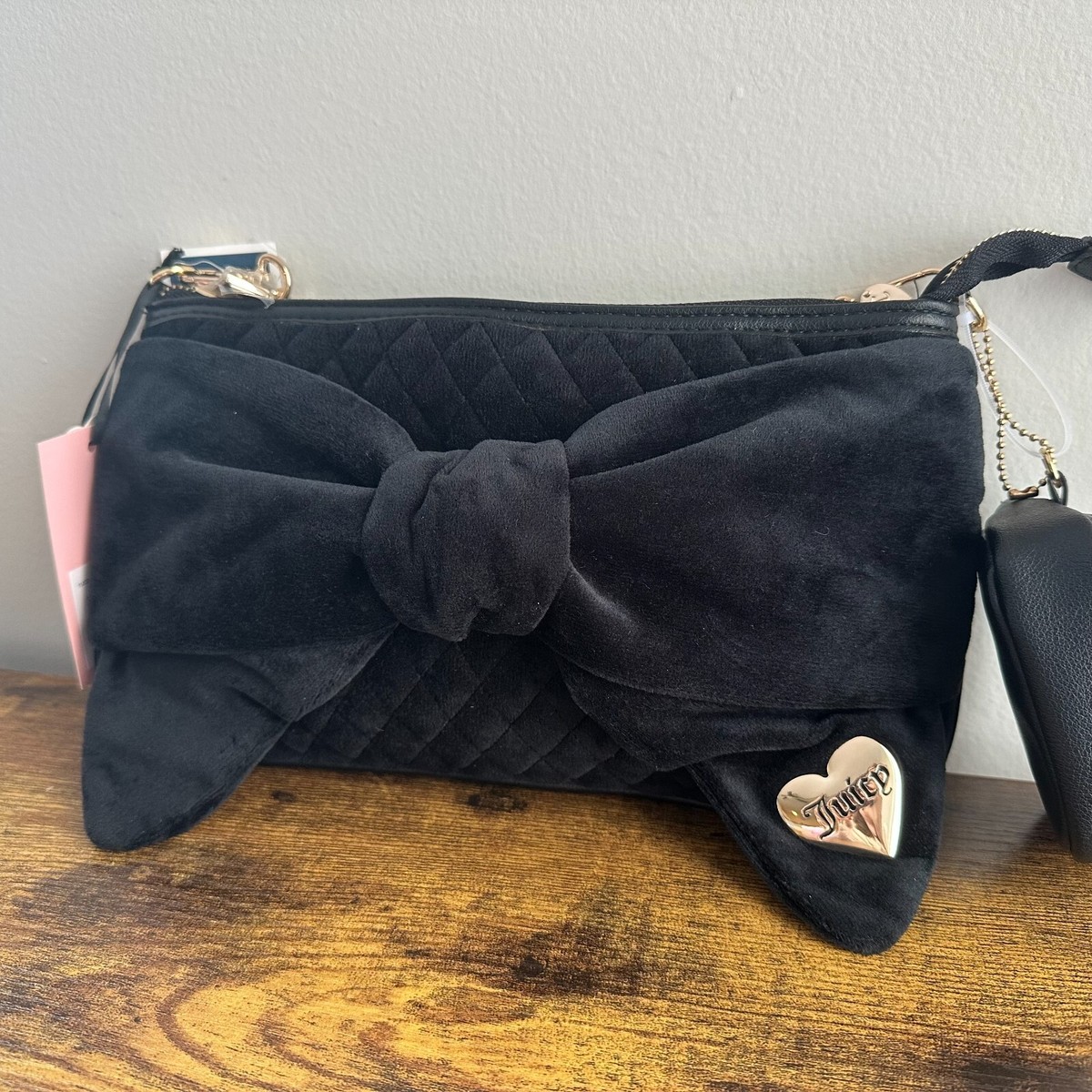 NWT Juicy Couture Tied with a Bow Liqourice Black Gold Shoulder