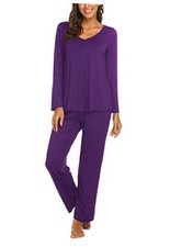 Womens Pajama Sets 2 Piece Lounge Set Fall Winter Pajamas Long Medium Purple