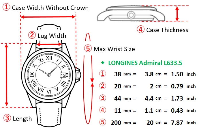 [EXC+5] LONGINES Admiral Five Star L633.5 38 mm quadrante nero data AT... - Immagine 3 di 4