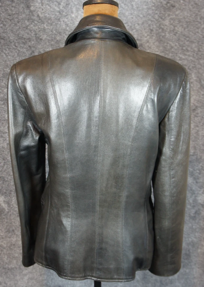 Chaqueta Moto Ann Taylor Cuero Marrón - Para Mujer Talla 4 Hecha en EE. UU. Foto 3 de 4