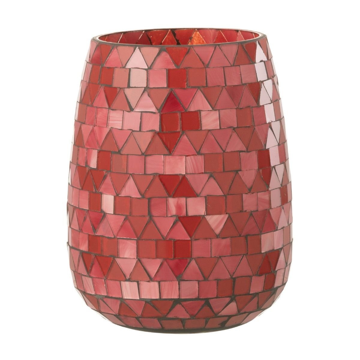 Photophore triangle Sweet Valentine 16cm rouge et rose, le cadeau de Saint-Valentin ideal