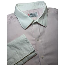 Turnbull Asser Mens 17.5/44 Pink Check Dress Shirt Contrast Collar French Cuff