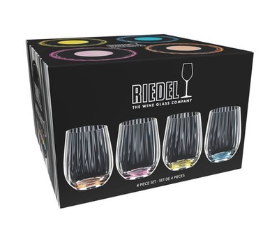 4 Riedel  HAPPY O Optic,  Wasserglas,  Allroundglas mit farbigen Boden , Tumbler