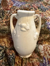 Very Vintage 5 1/2” Two Handled Vase With USA Carved On Bottom