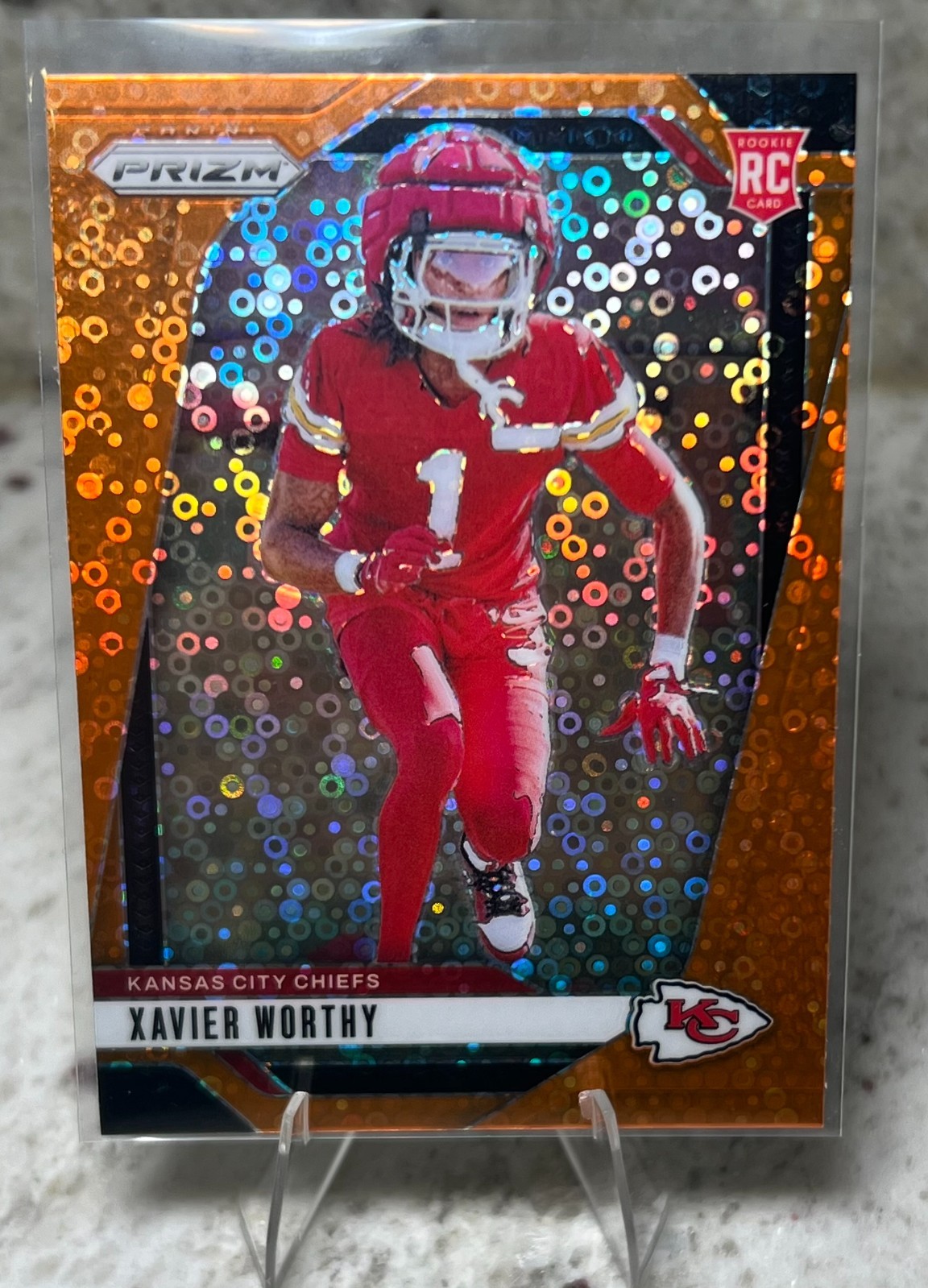 2024 Panini Prizm XAVIER WORTHY Rookie Orange Disco - #399 Kansas City Chiefs RC