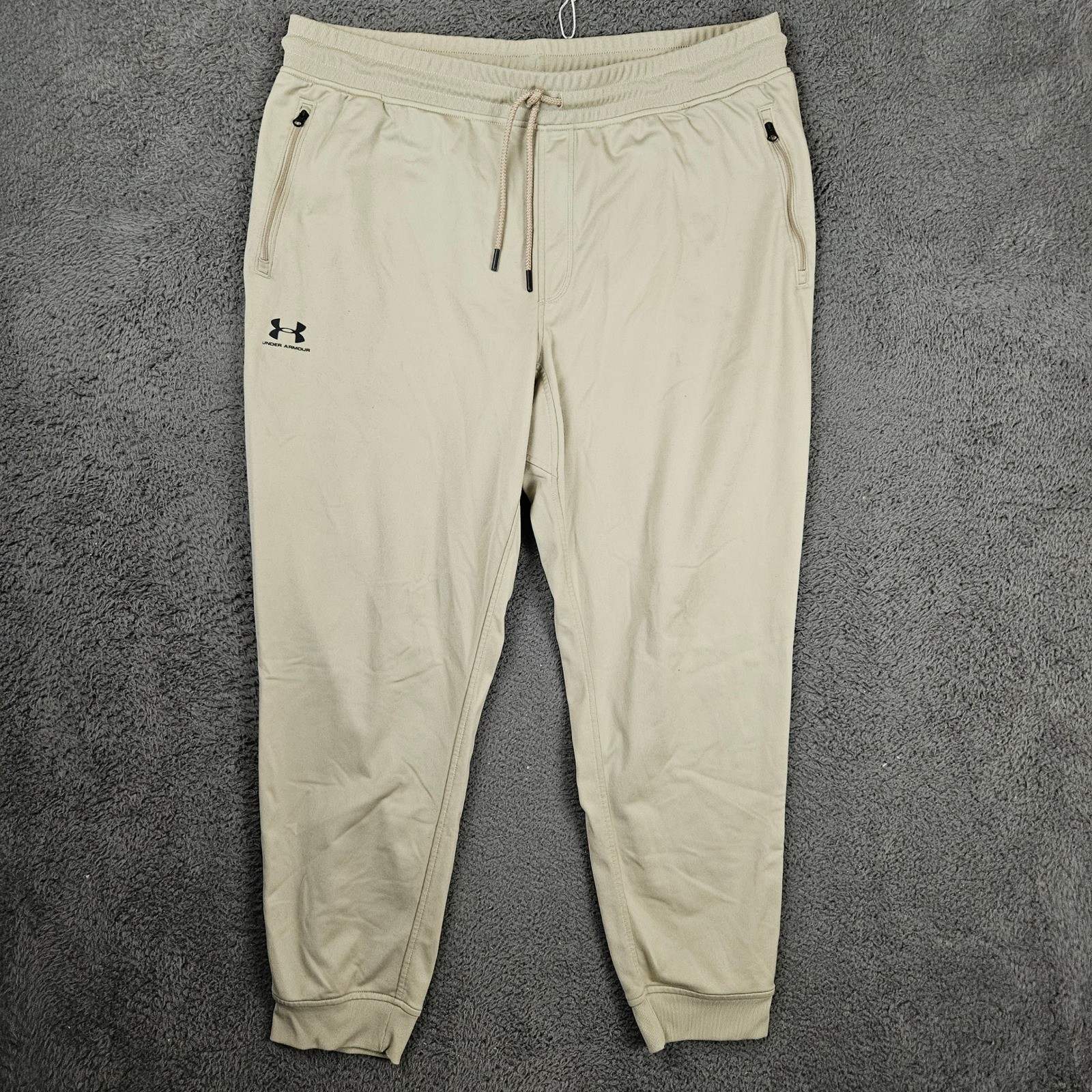 Under Armour Mens 2XL Loose Fit Joggers Khaki Tan Performance Pants