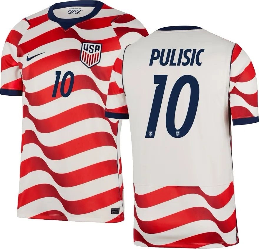 本日限定10%OFF Nike USA Soccer ストライプシャツ Nike USA National Team Pulisic #10 Soccer Jersey White Red Blue