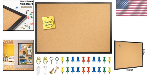 Multi-Use 24'' x 36'' Cork Board - Lightweight with 20 Cork Nails Included - Picture 2 of 9