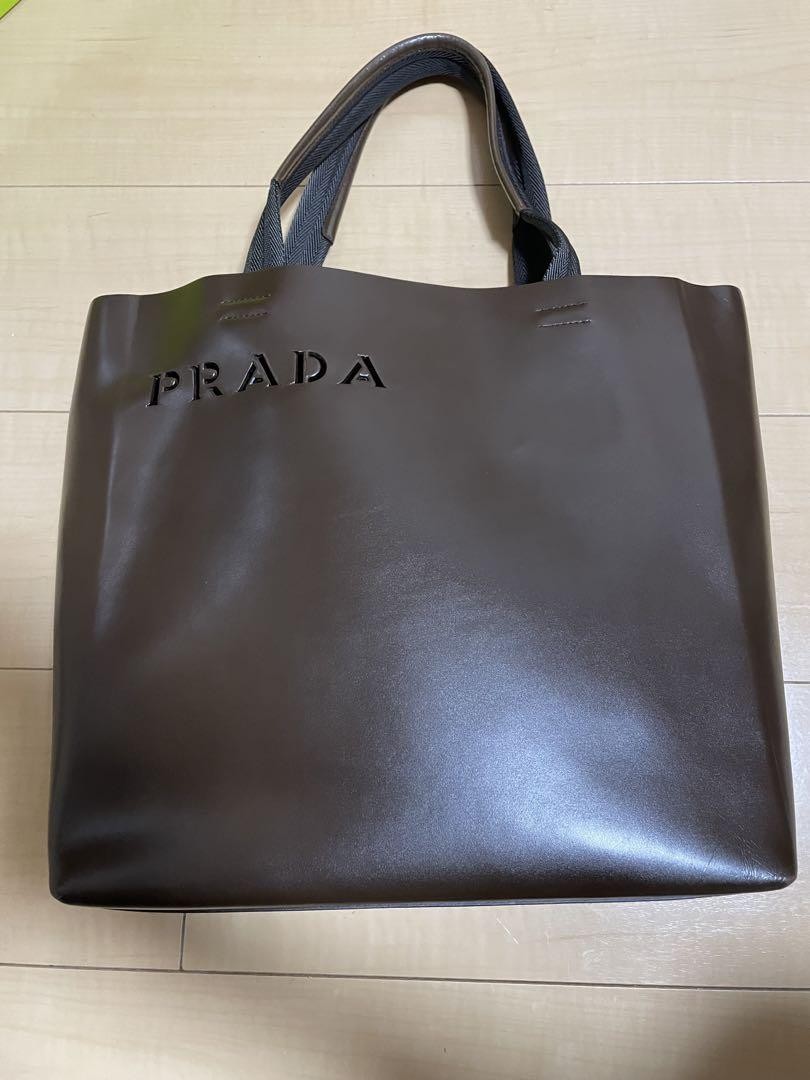 Prada Brown Leather Tote Bag with Dust Bag Designer Handbag Purse