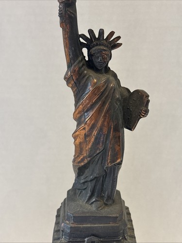 Antigua lámpara reloj estatua de la libertad de cobre que no funciona - Imagen 6 de 12
