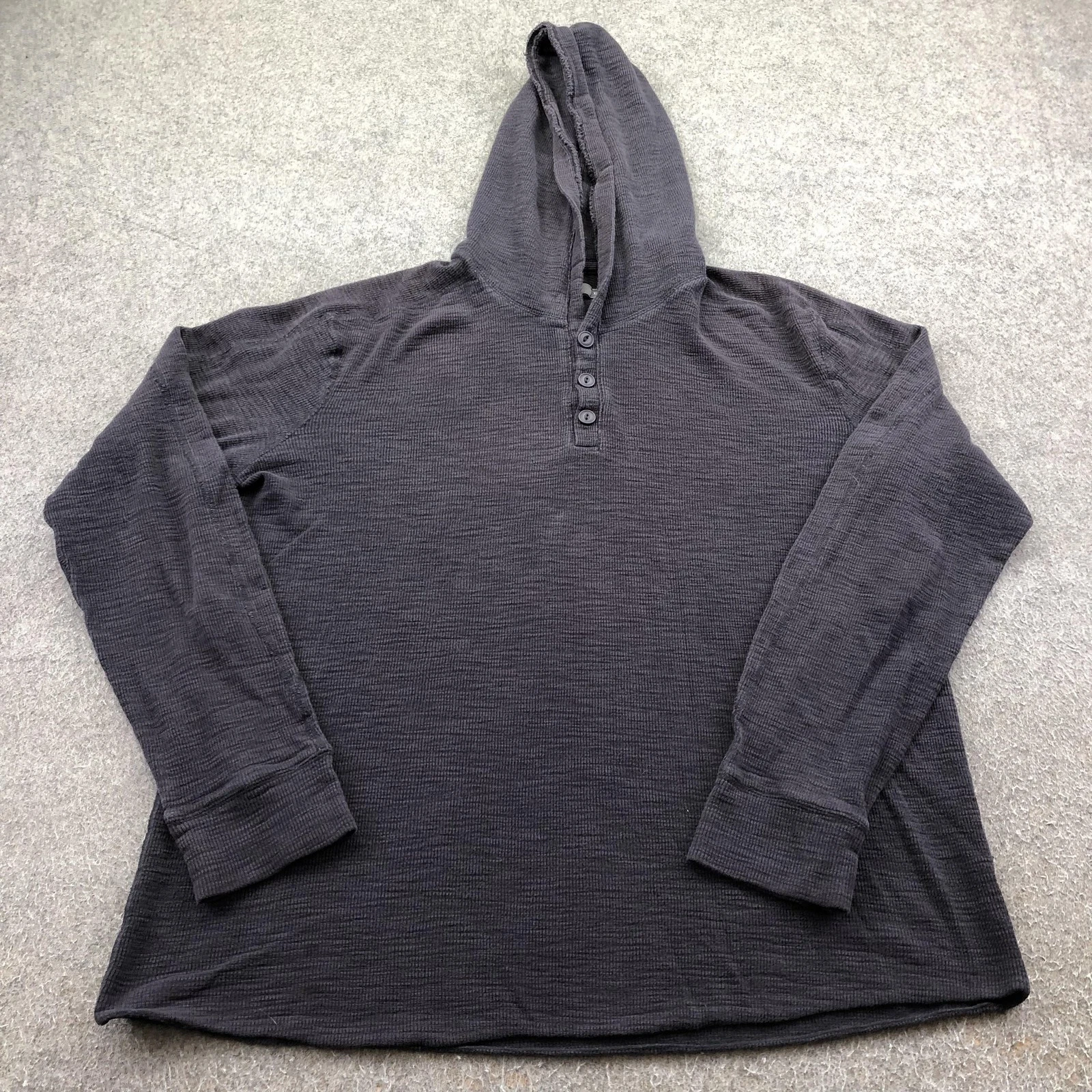 Vince Hoodie Mens XL Gray Henley Thermal Knit Sweatshirt Solid Basic Casual