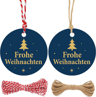 Rund Frohe Weihnachten GeschenkanhäNger: 100 Stk Blau Weihnachten AnhäNger Mit T