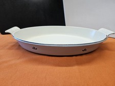 Vintage DRU Holland Blue Enamel Cast Iron Baking Dish
