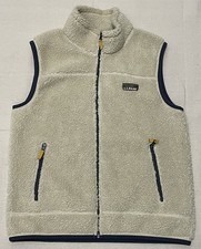 LL Bean Mountain Deep Pile Sherpa Fleece Vest Full Zip Cream Mens Medium