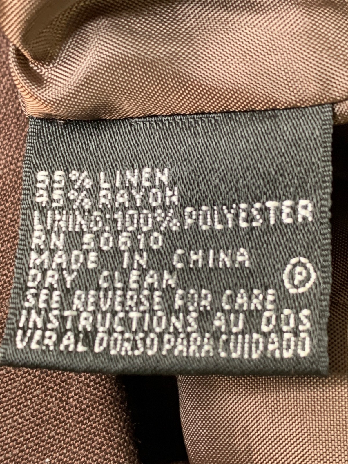 Kasper Womens Brown Linen Blazer & Tank Top Set With Gold Trim Size 6 RAA10436