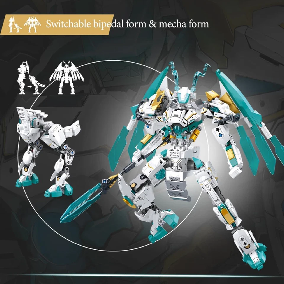 White Centaur Dragon Transforming Mech Building Blocks Set, Mythical Warrior Mec - Image 3 of 4