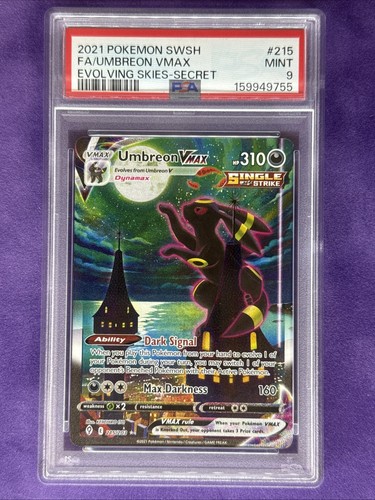 2021 POKEMON SWORD & SHIELD EVOLVING SKIES SECRET FULL ART/UMBREON VMAX PSA 9