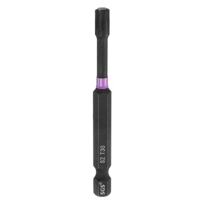 T30 Torx Impact Screwdriver Bit 1/4'' Hex Shank 3'' Long Magnetic No Hole