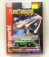 Auto World 1956 CHEVY NOMAD XTRACTION FLAMETHROWERS HO SLOT CAR - NEW MIP GREEN