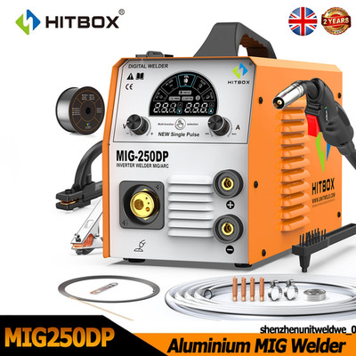 HITBOX 5in1 MIG Welder 250Amp Singel Pulse Aluminium Gas Gasless MIG ...