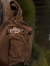 Y2K Vintage Hollister Brown Pullover Graphic Hoodie Size Small