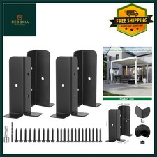 Adjustable Metal Fence Post Base Brackets for Wood Posts Deck Support 4 Pcs