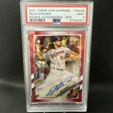 Dean Kremer 2021 Topps Chrome Sapphire Red Refractor Rookie 1/5 = 1/1 PSA 9