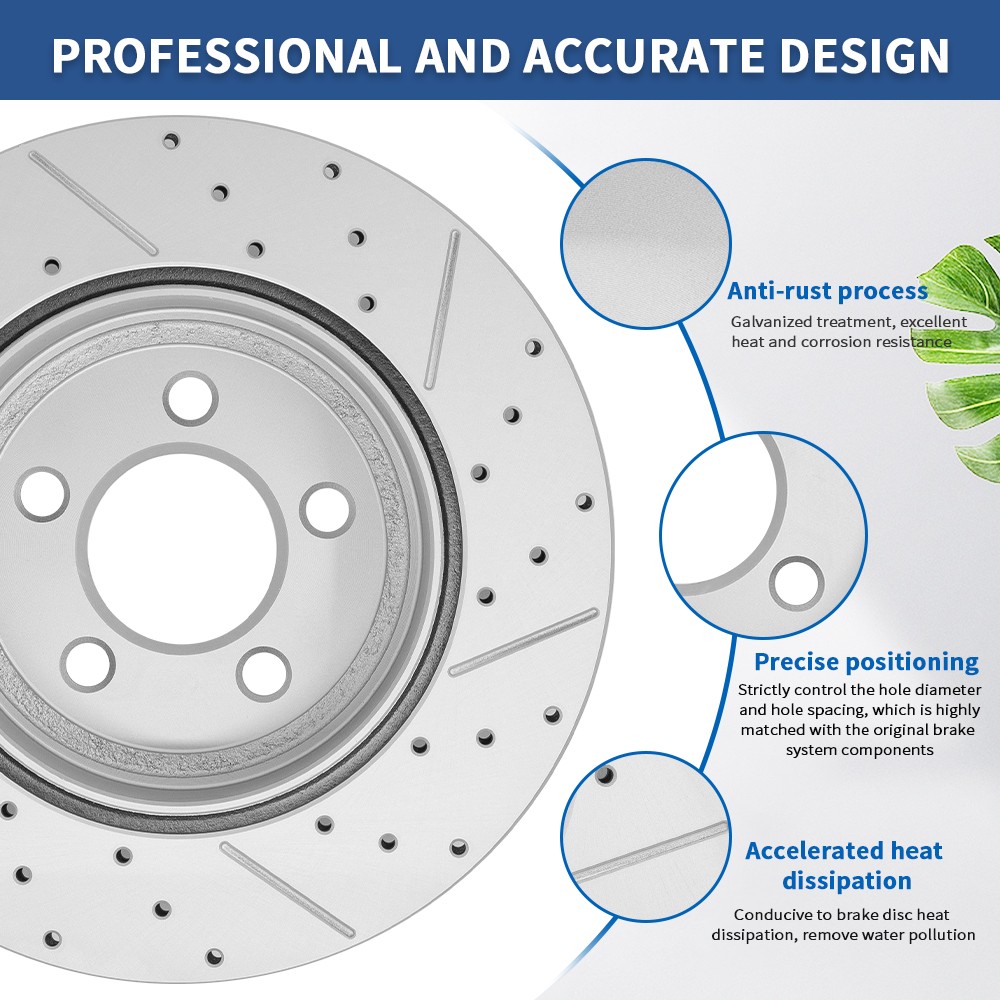 Front & Rear Drilled Brake Rotors Ceramic Pads Kit for 2014-2018 Mazda 3 Sport