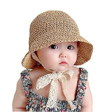 Little Girls Floppy Foldable Packable Wide Brim Summer Sun Hats Medium Khaki