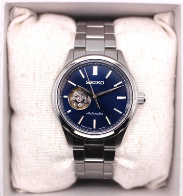 Seiko HFB002J blaues Zifferblatt automatische mechanische Skelett Herrenuhr h...