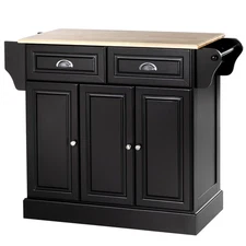 Kitchen Island Table on Wheels Storage Cabinet with Drawers Rolling Utility Cart