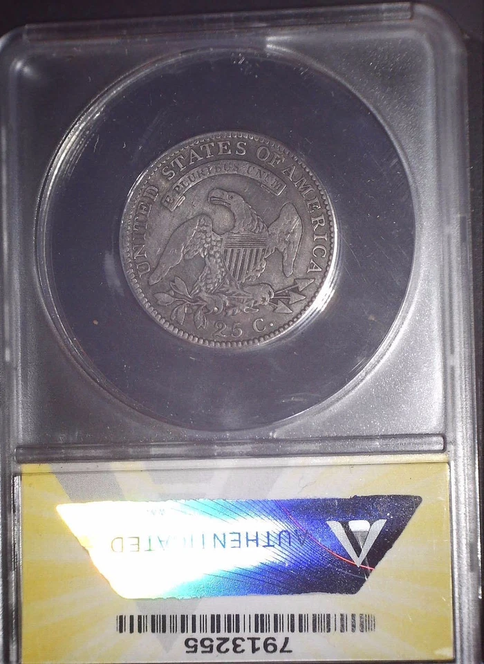 1818 Capped Bust Quarter , ANACS F12 - Image 3 of 3