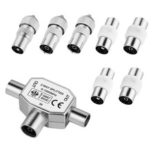 TV Aerial Splitter 2 Way with Male and Female Connectors TV Ariel Connections