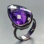 Jewelry gems 32 ct Natural Amethyst Ring 925 Sterling Silver Size 8 /R450250