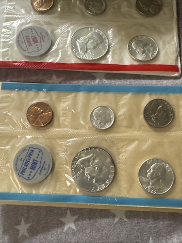 1962-U.C. US Mint Set (Philadelphia & Denver) With Envelope 90% Silver 10 Coins - Picture 5 of 6