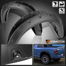 Fits 2019-2024 Dodge Ram 2500 Pocket Rivet Style Smooth Black Fender Flares 4PC