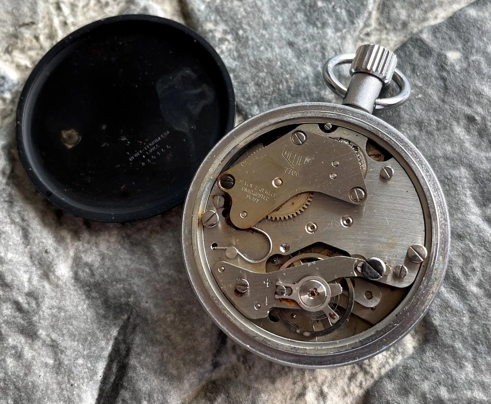 ✩ Vintage HEUER Leonidas SA cal. Cronómetro 7700 Tapón Hecho en Suiza Años 70 7 Joyas Foto 2 de 4