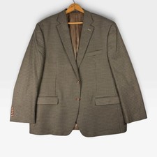 Lauren Ralph Lauren Blazer Sport Coat Mens 46R Brown Houndstooth Stretch Exc