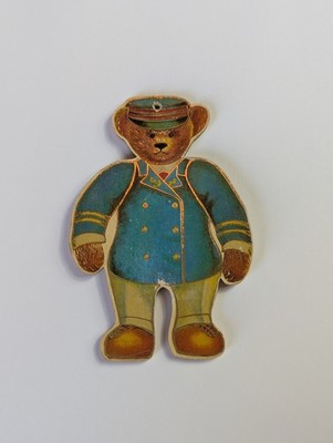 Vintage Fancy Gold Stamped Doorman Bear Christmas Ornament Merrimack 1983 