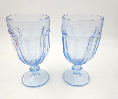Set 2 Libbey Gibraltar Misty Blue Iced Tea Goblets DuraTuff Glasses 16 oz