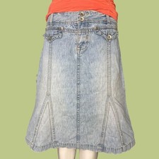 Vintage Flared Denim Skirt w/ Utility Pockets
