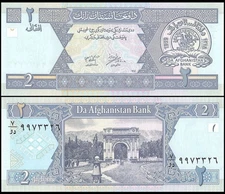 AFGHANISTAN 2 Afghanis, 2002, P-65, UNC World Currency