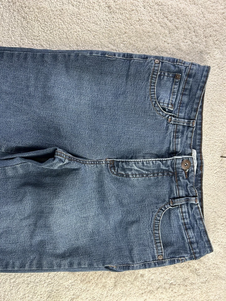 Pantalones de mezclilla Bandolino Blu para mujer 10 azules elásticos pierna recta botones solapa bolsillos Foto 2 de 4