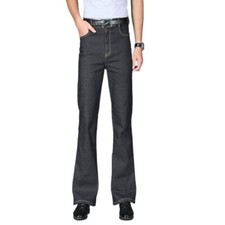 Men Bell Bottom Jeans Vintage 60s 70s Flared Denim Pants Slim Fit Trousers Retro