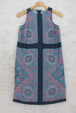 Ann Taylor LOFT Women XXS Dress Sleeveless Blue Pink Paisley Lightweight #135