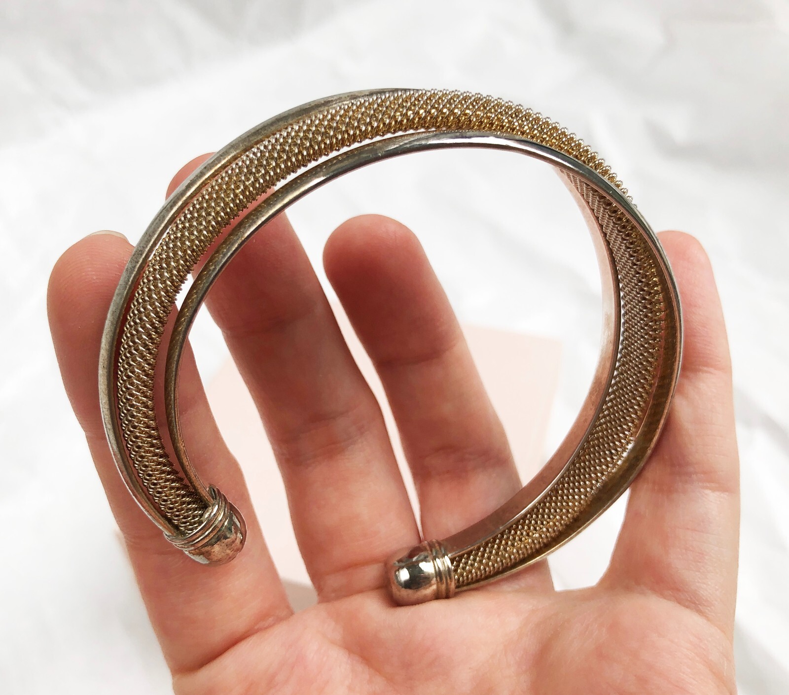 Mesh open bangle sterling silver, basic accent st… - image 15