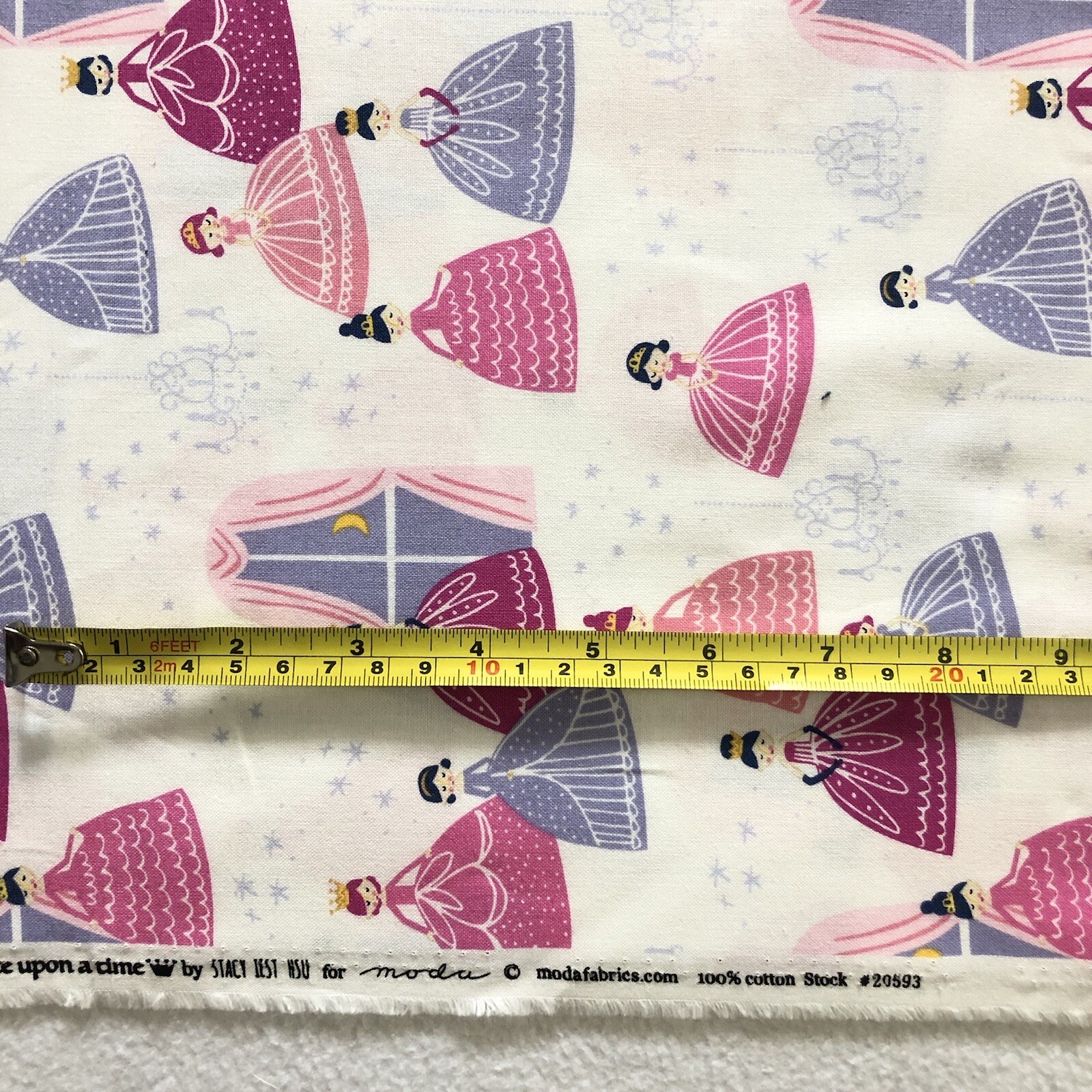 32" Moda Once Upon A Time Princess White Pink Purple Print Hsu Cotton Fabric