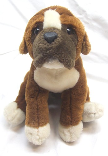VINTAGE Animal Alley BROWN & WHITE BOXER PUPPY DOG 10" Plush STUFFED ANIMAL Toy