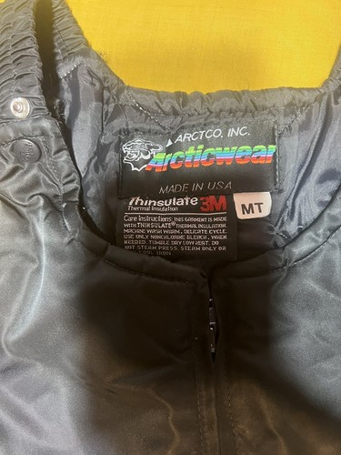 Vintage Arctic Cat Nylon Black Winter Snowmobile Snow Pants Bibs Medium Tall - Picture 3 of 5
