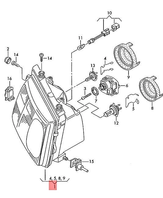 Genuine Volkswagen Halogen Twin Headlight Left NOS VW Passat 3B0941017K - Изображение 2 из 2